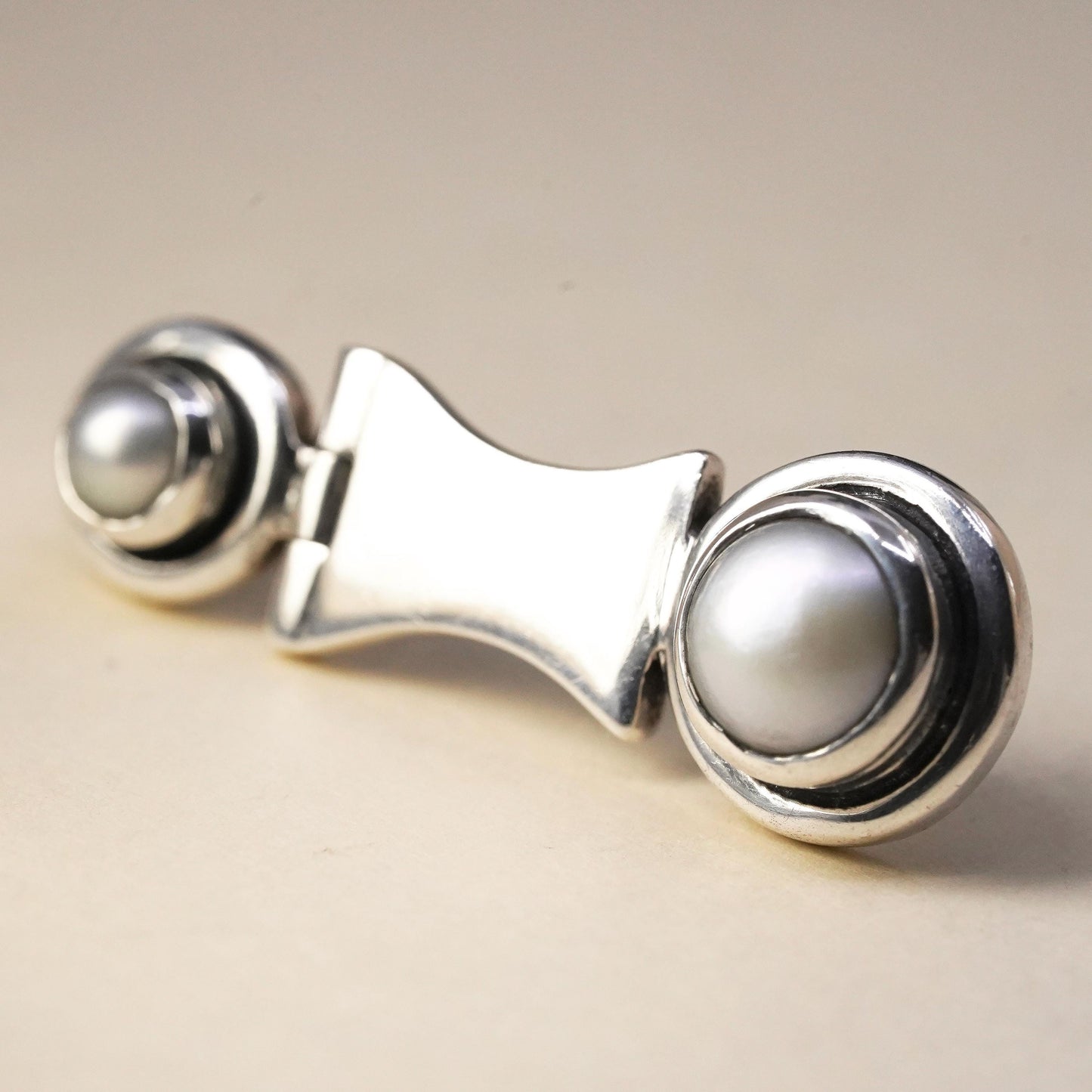 Vintage sterling silver 925 handmade single earring with white pearl