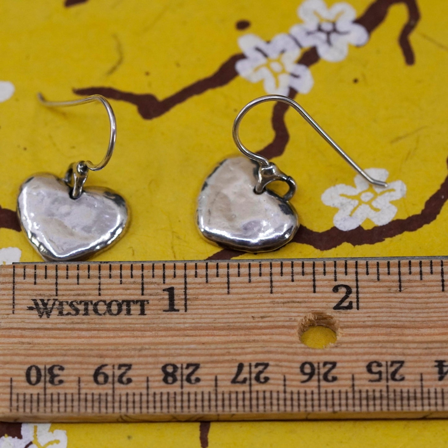 Vintage Israel Sterling 925 silver handmade heart earrings