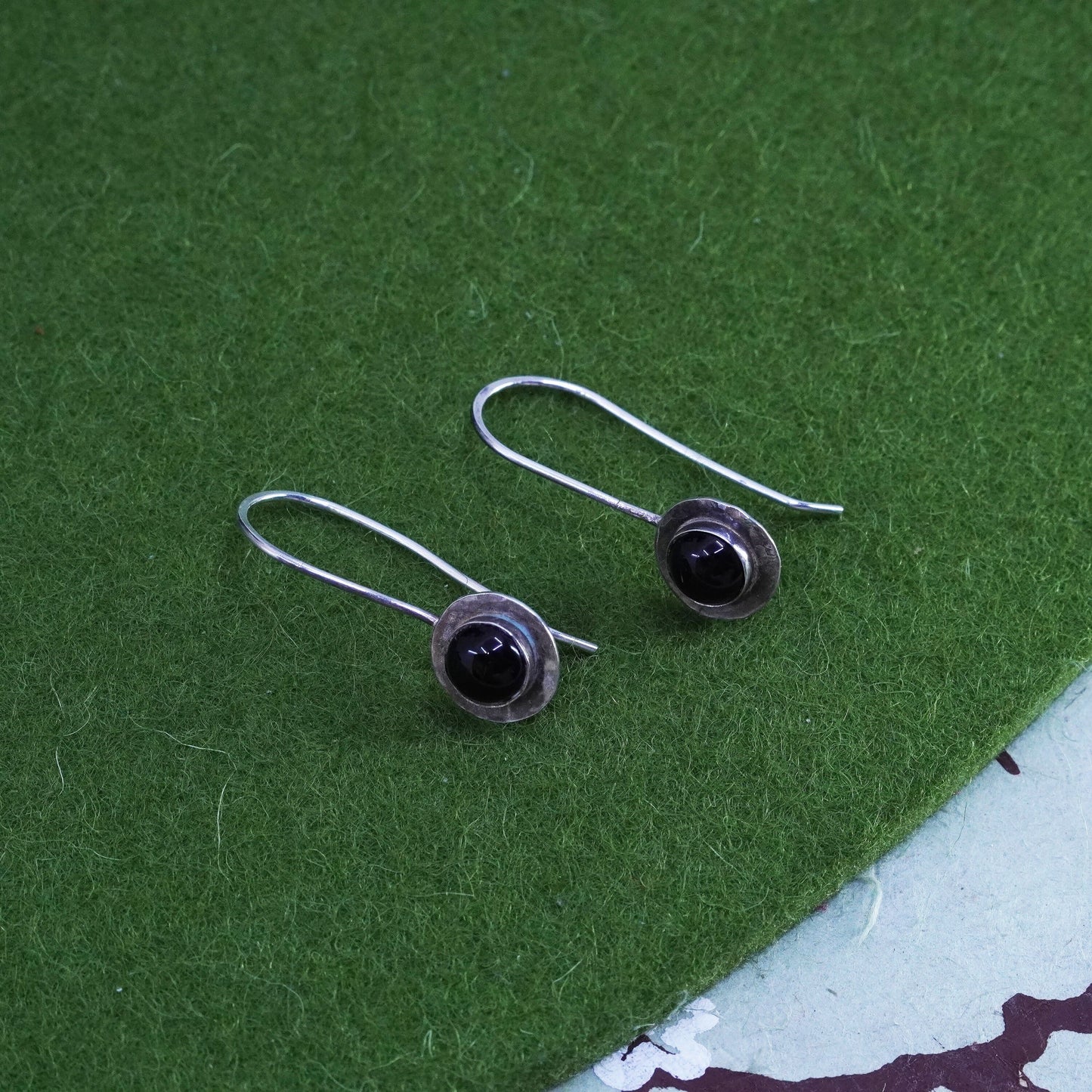 Vintage sterling silver 925 handmade earrings with garnet