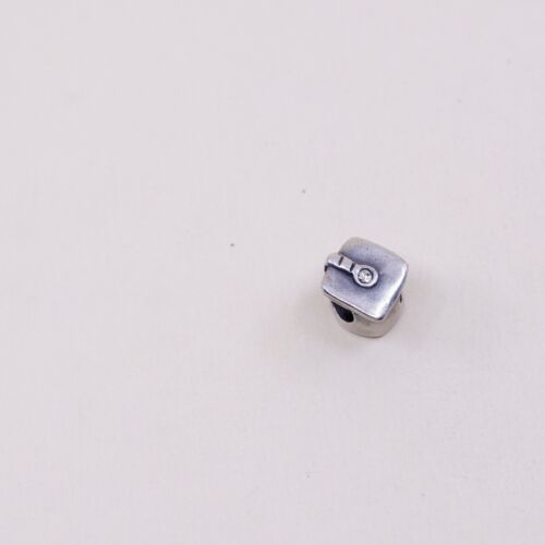 vtg sterling silver graduation pendant, 925 silver cap bead charm W/ Cz