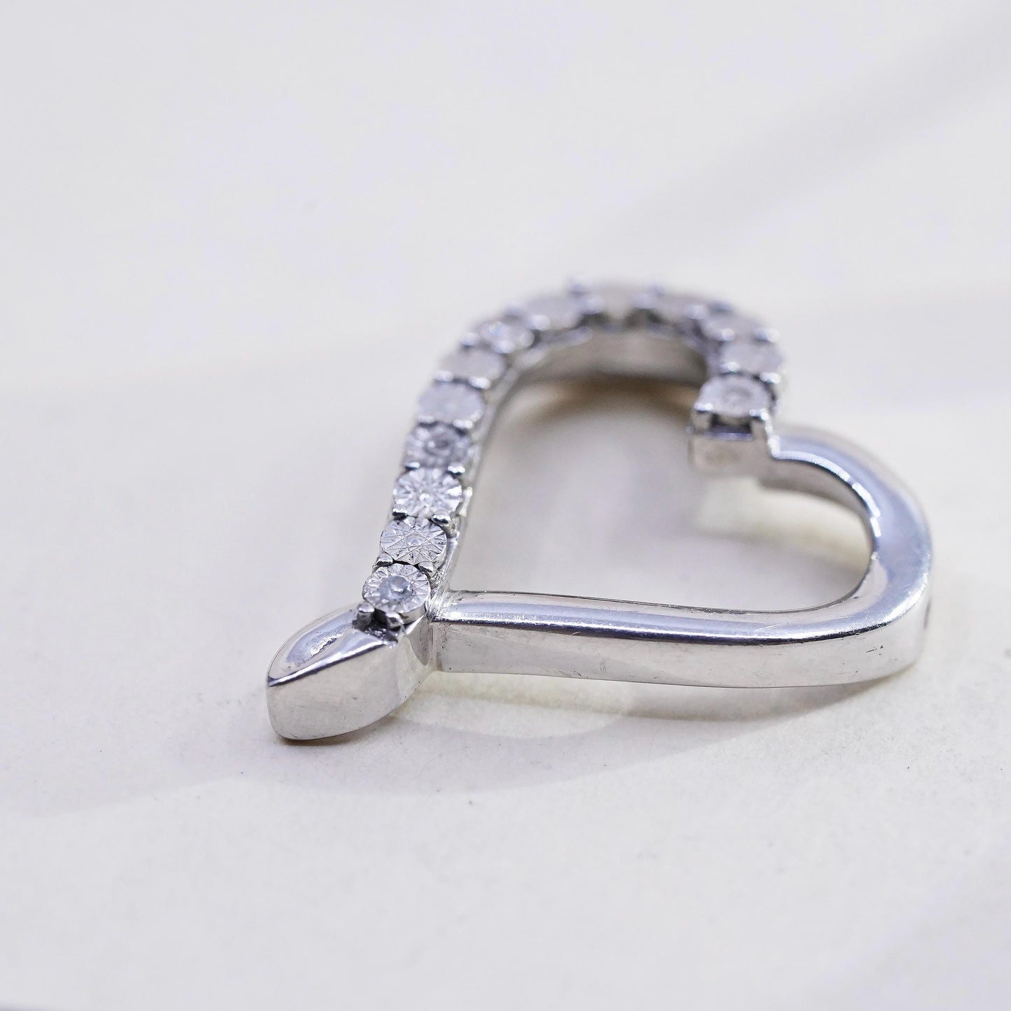Vinatge DJC Sterling silver Pendant, 925 silver heart Pendant with real diamond