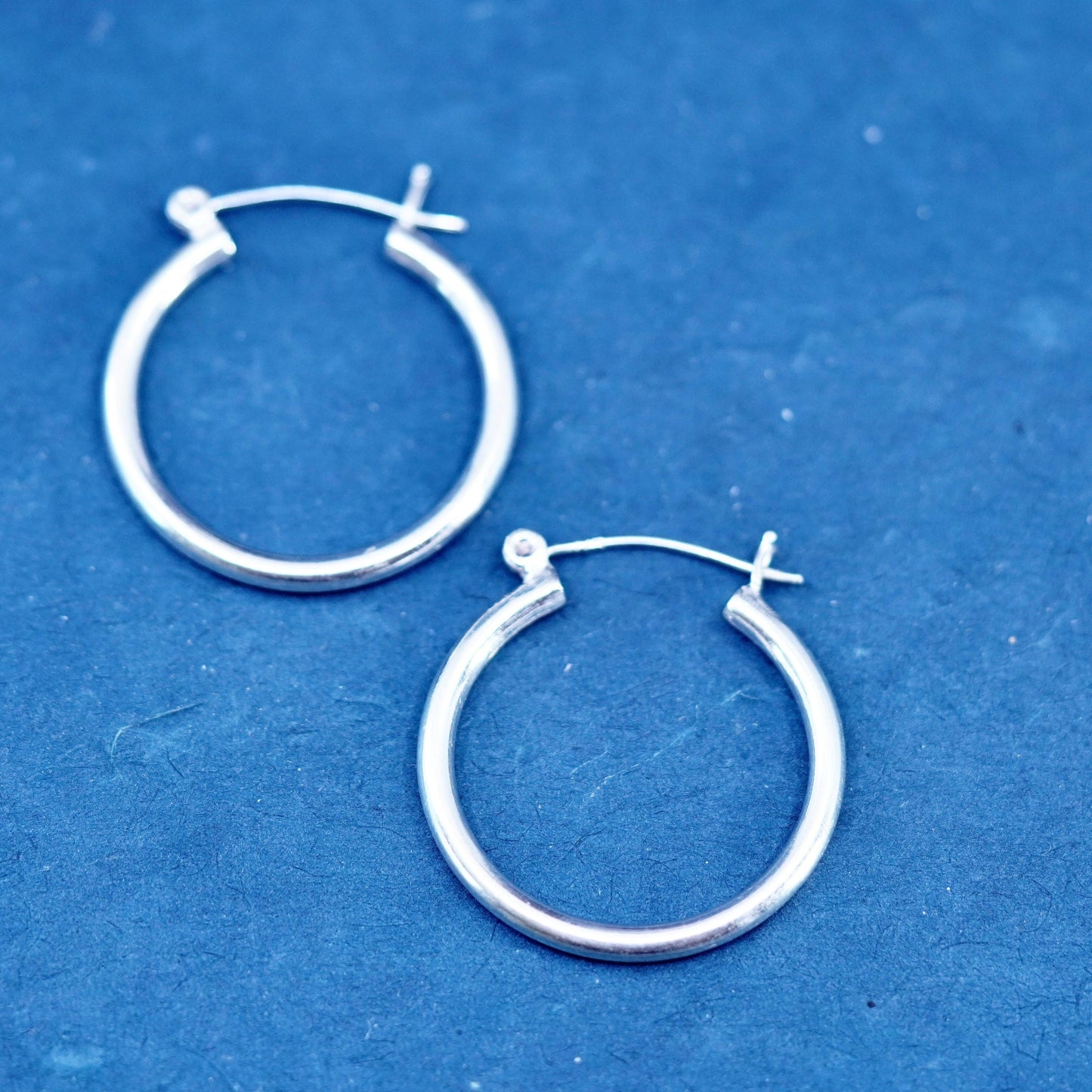 1.25”, vintage Sterling silver handmade hoop earrings, 925 huggie