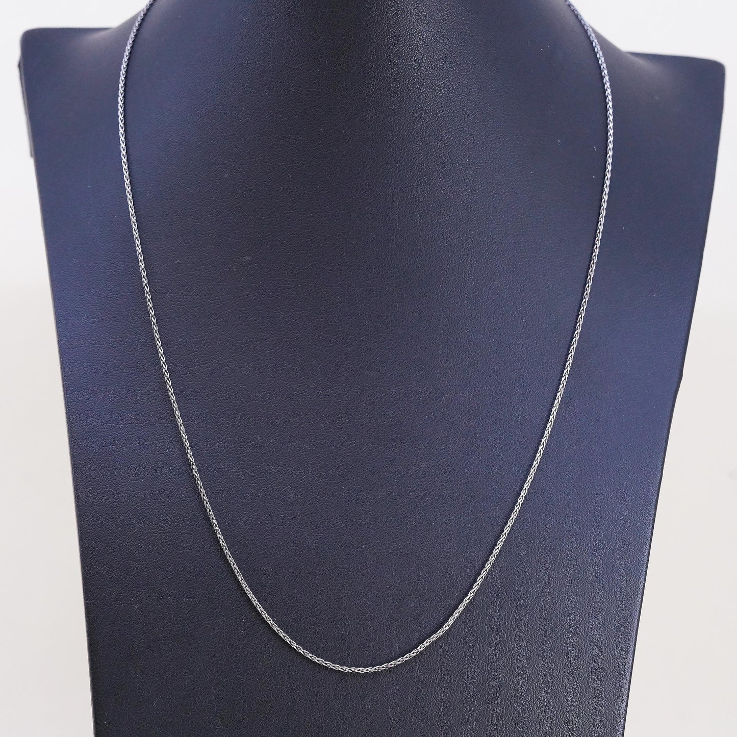 20" 1mm, vintage Italian Sterling silver necklace, 925 Wheat chain