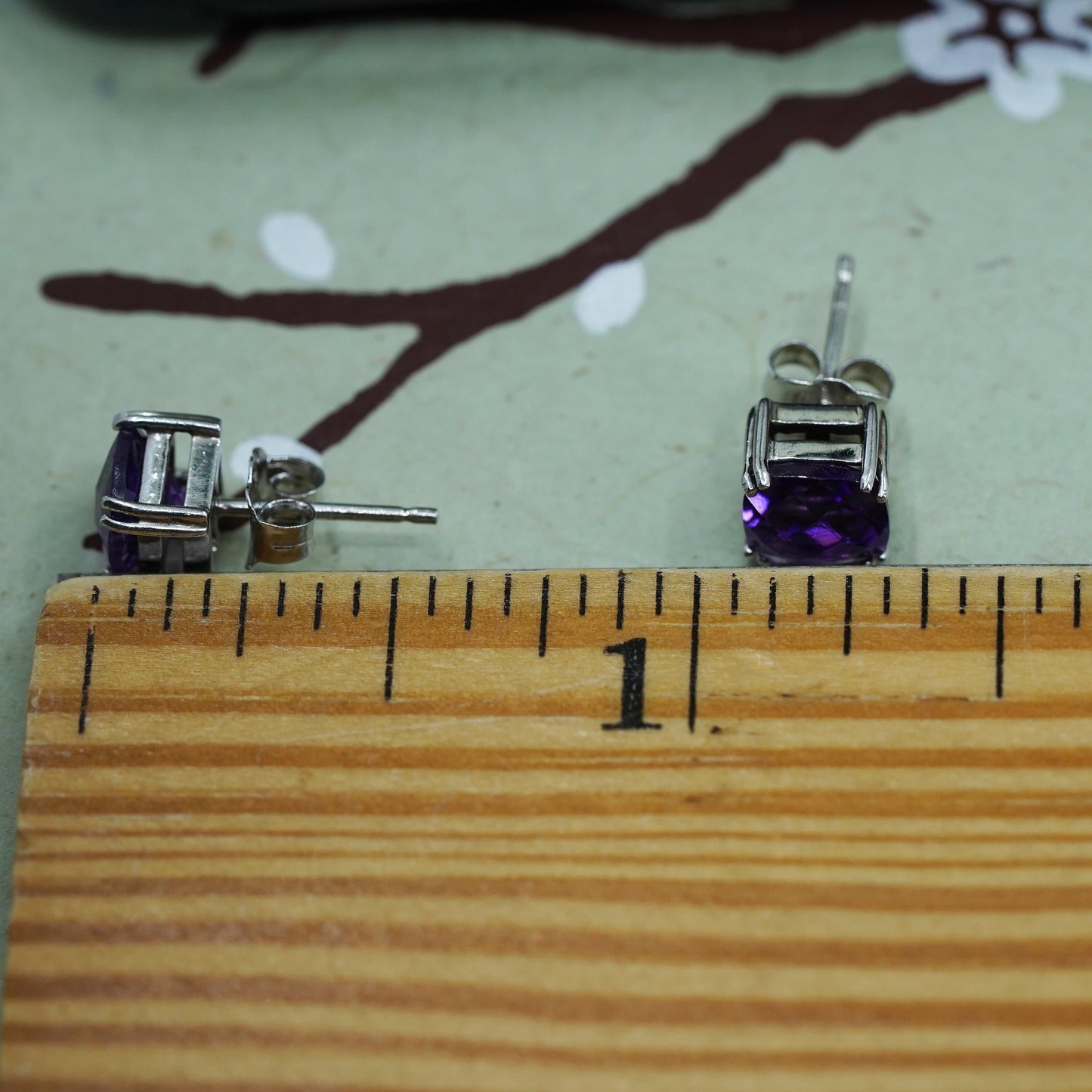 5mm, Sterling silver earrings, solid 925 silver with amethyst studs
