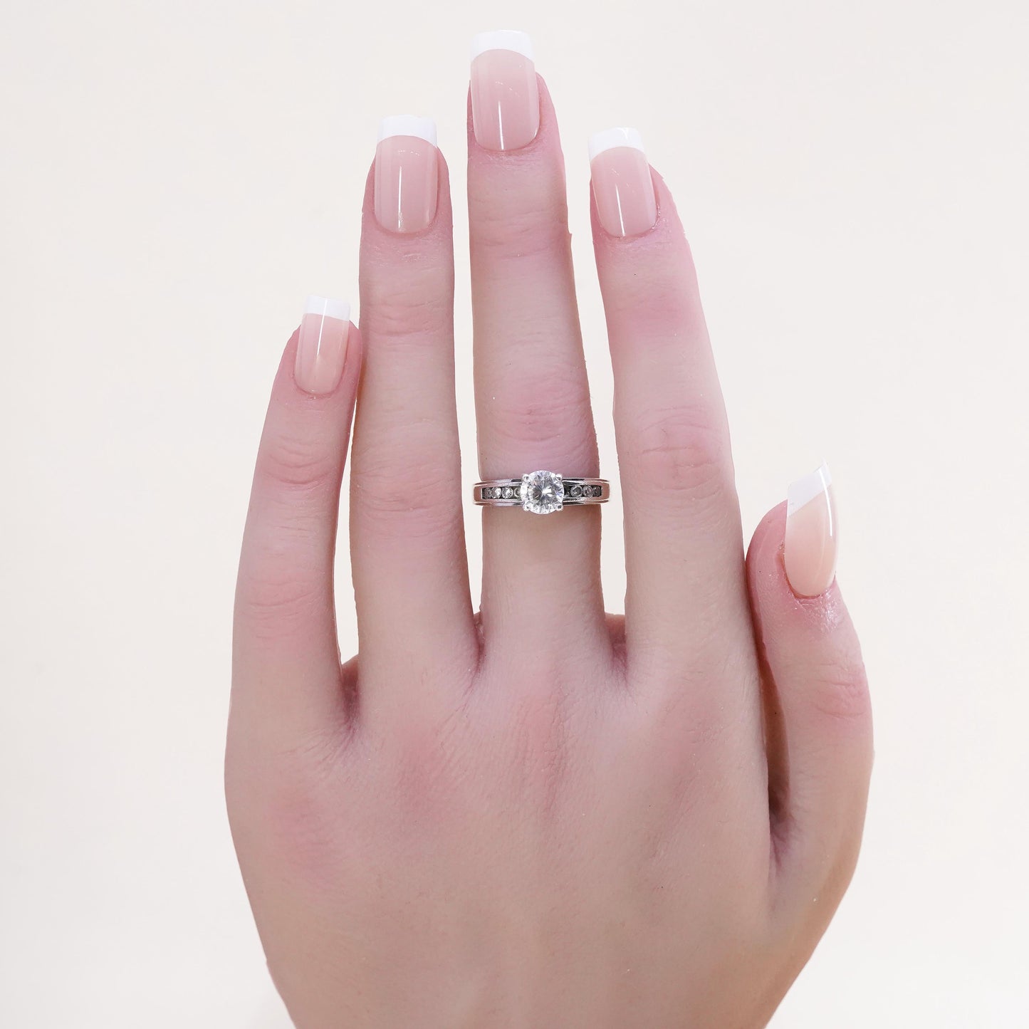 Size 6.5, 925 Sterling silver ring with Marquise cut crystal CZ cluster ring
