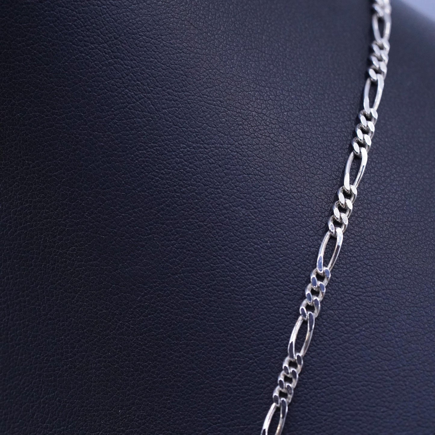24” 3mm, vintage Romania Sterling 925 silver figaro chain necklace