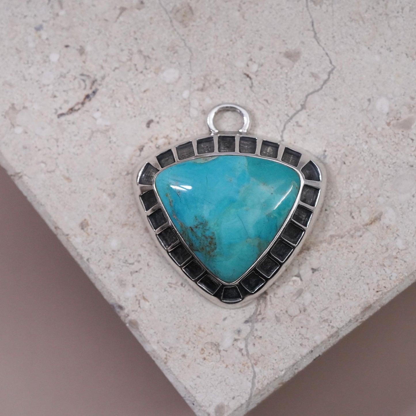 Vintage Barse Sterling 925 silver handmade pendant with triangular turquoise