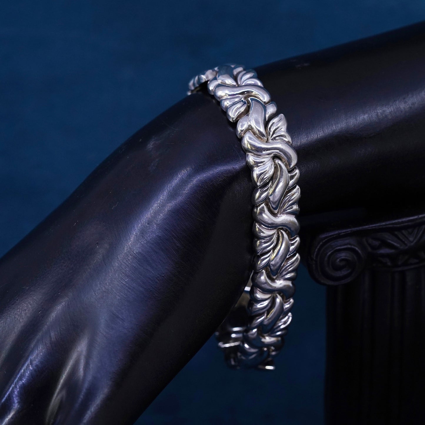 7.5", 13mm, vintage Sterling silver handmade bracelet, 925 tennis bracelet