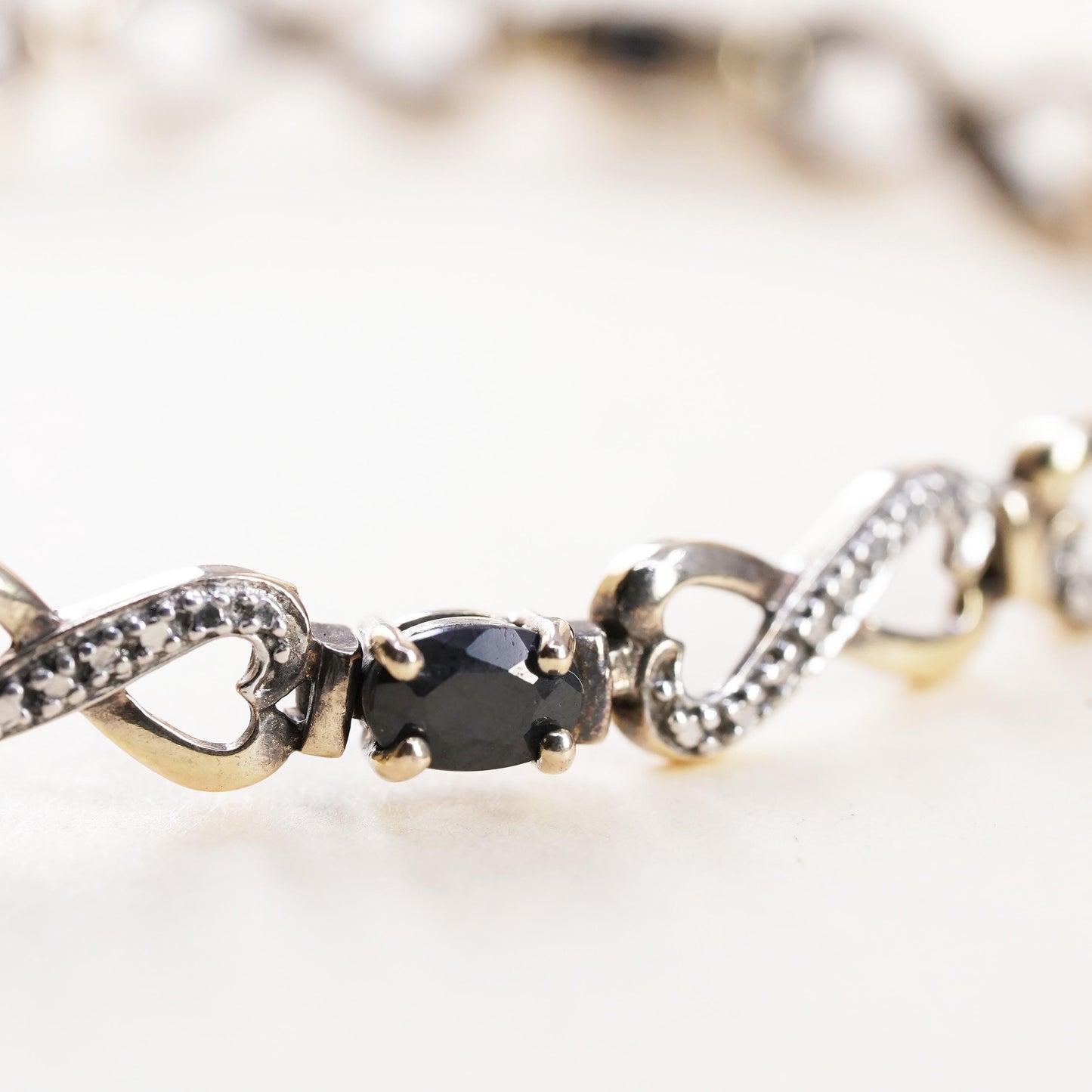 7.25”, vermeil gold sterling silver tennis bracelet, 925 oval sapphire diamond
