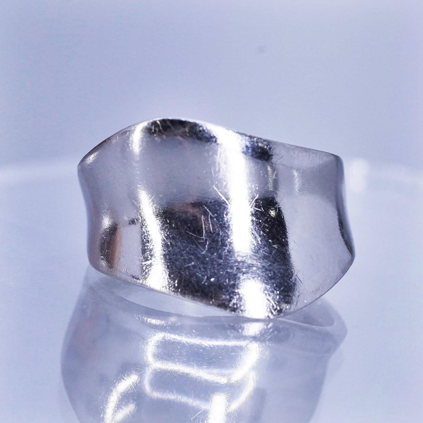 Size 9.5, vintage modern Sterling 925 silver handmade ring, wavy band