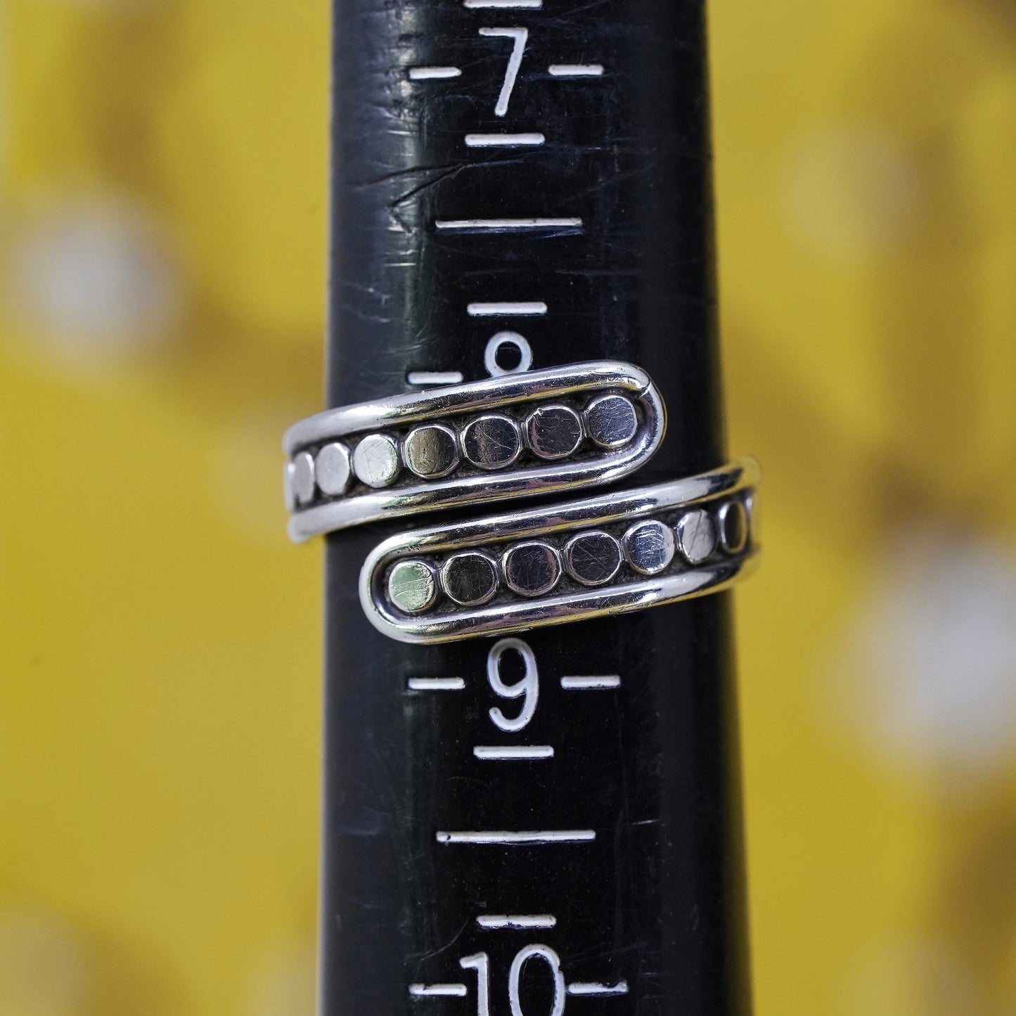 Size adjustable, vintage Sterling 925 silver ring, 925 modern wrap band beads