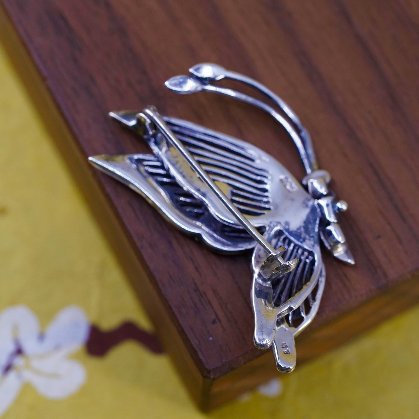 Art Deco southwestern sterling silver butterfly brooch movable wings marcasite