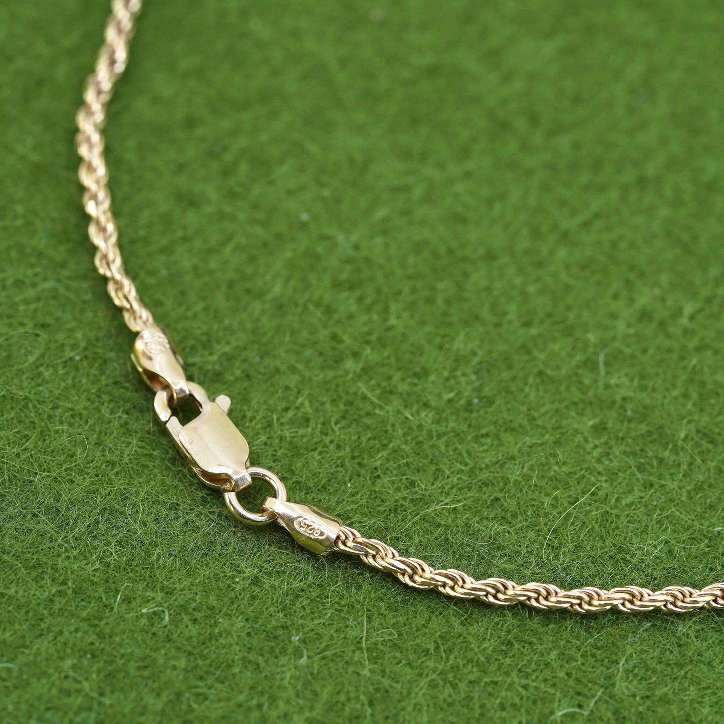 9”, vermeil yellow gold sterling silver bracelet, Italy 925 ankle chain anklet