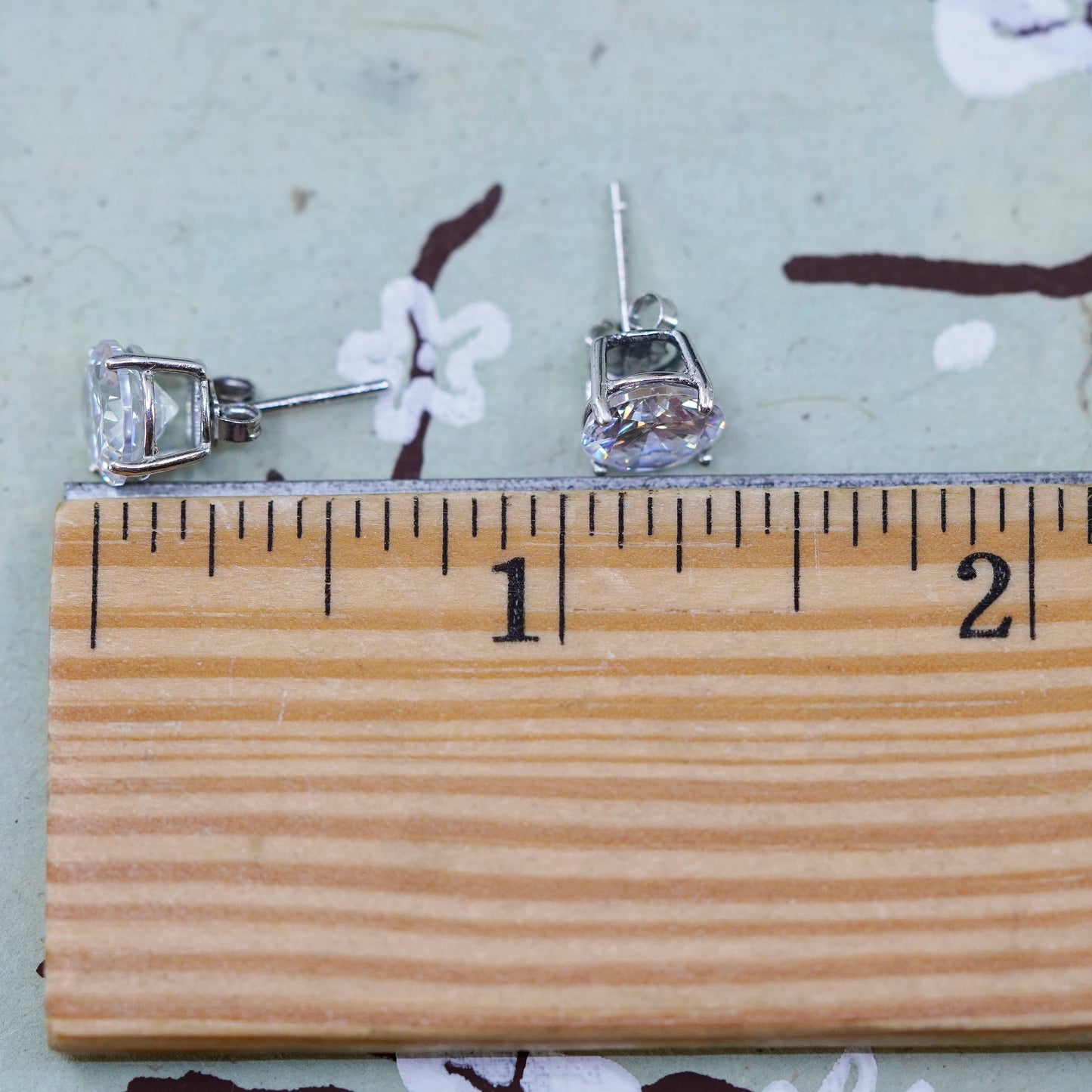 7mm, Vintage sterling silver genuine cz studs, fashion minimalist earrings