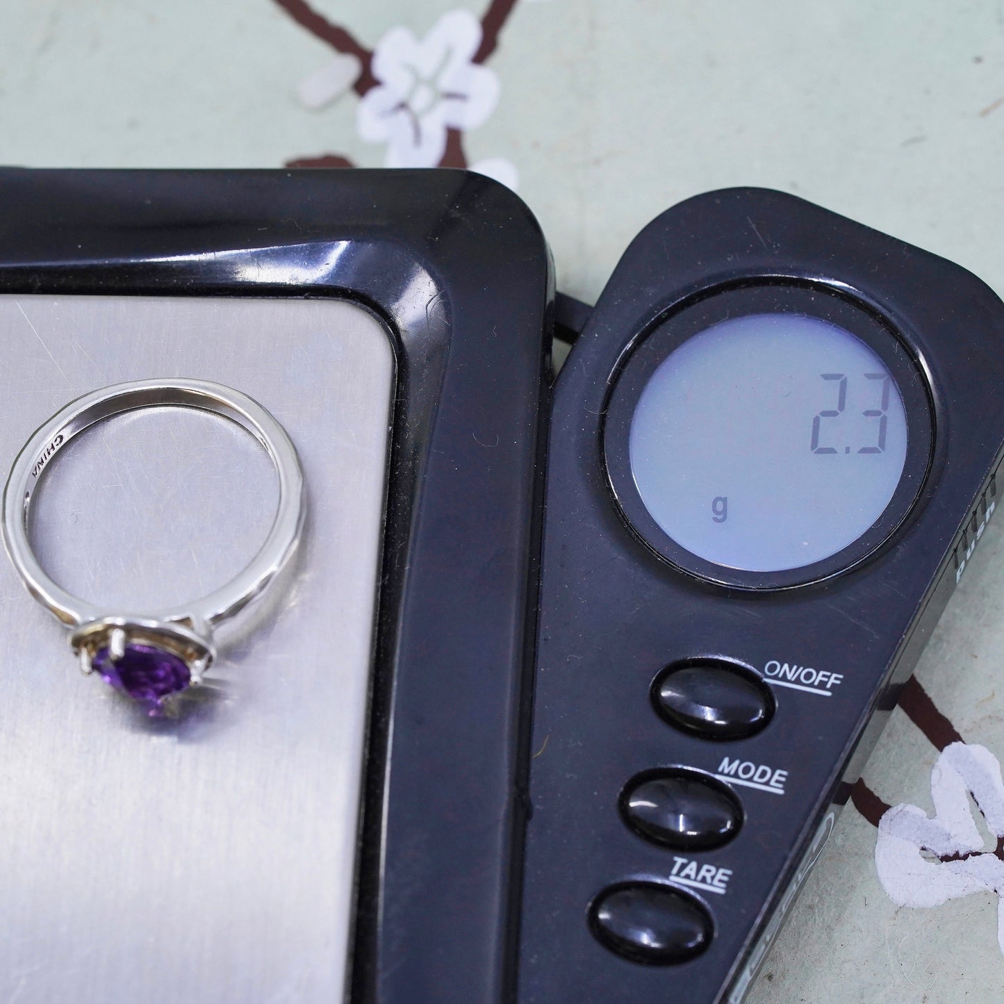 Size 7.5, Silpada stackable Sterling 925 silver handmade ring with amethyst
