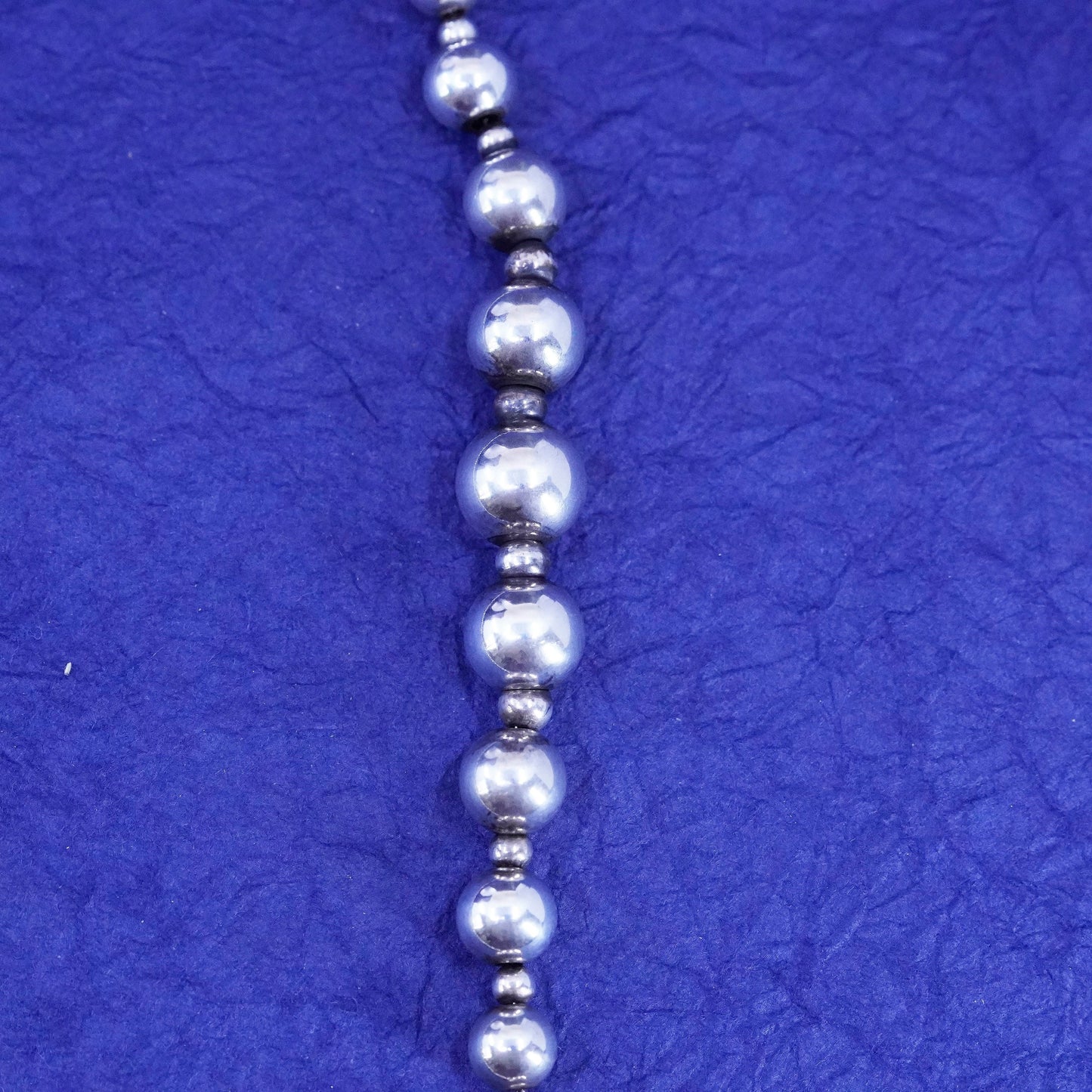 18”, vintage Sterling silver handmade necklace, 925 graduated beaded chain