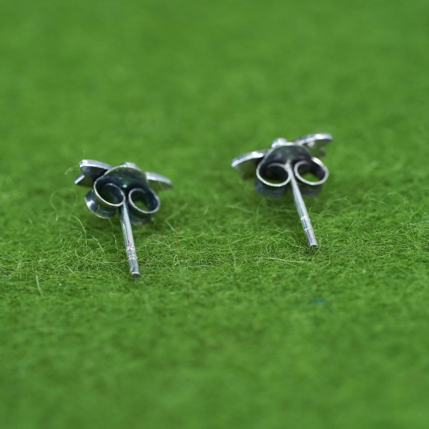 Vintage Sterling silver handmade earrings, 925 enamel dragonfly studs