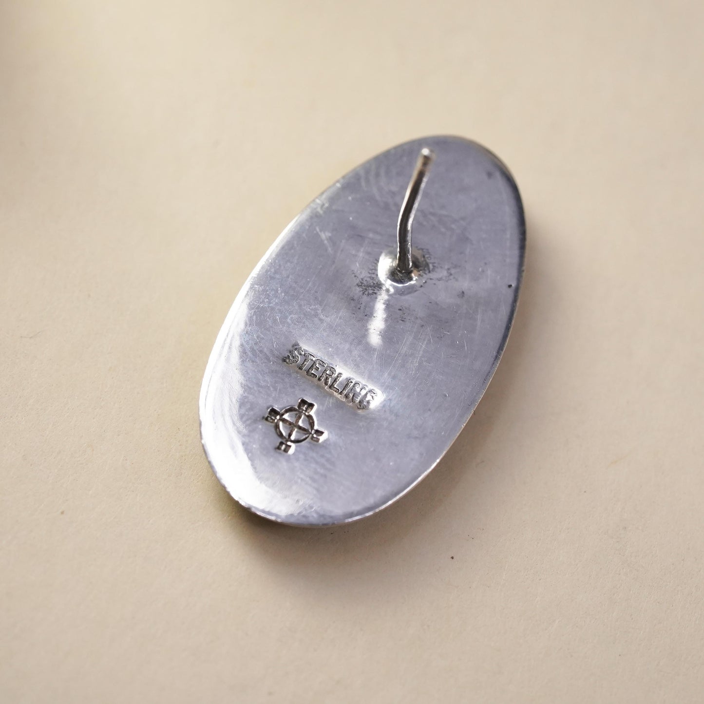 Native American Navajo single earring. Navajo Sterling 925 silver stud lapis