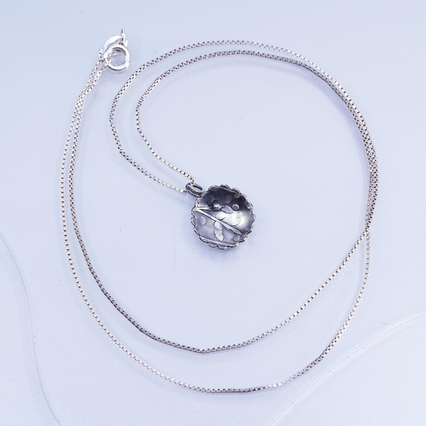 20”, vintage Sterling 925 silver box chain necklace with disc pendant