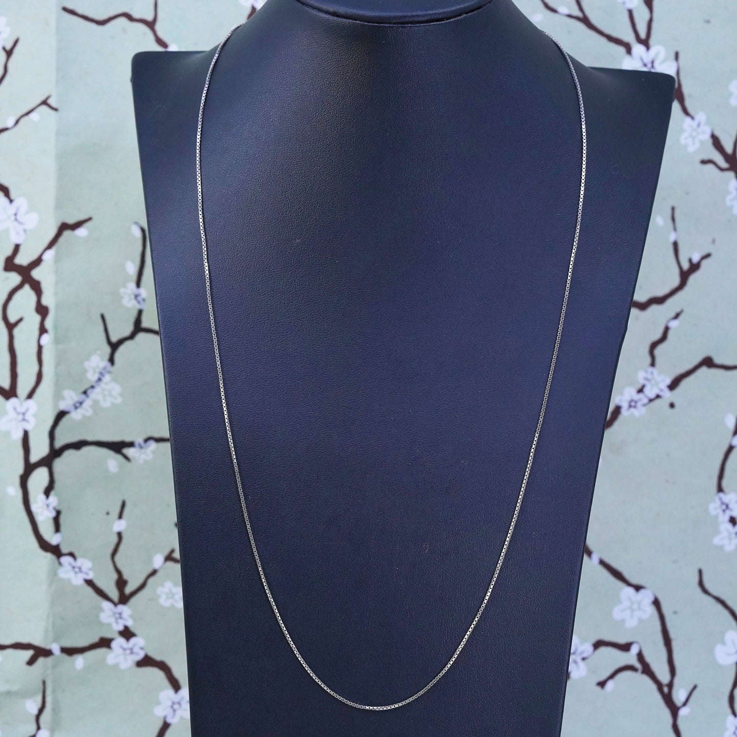 24", 1mm, Vintage Italian sterling 925 silver box chain, necklace