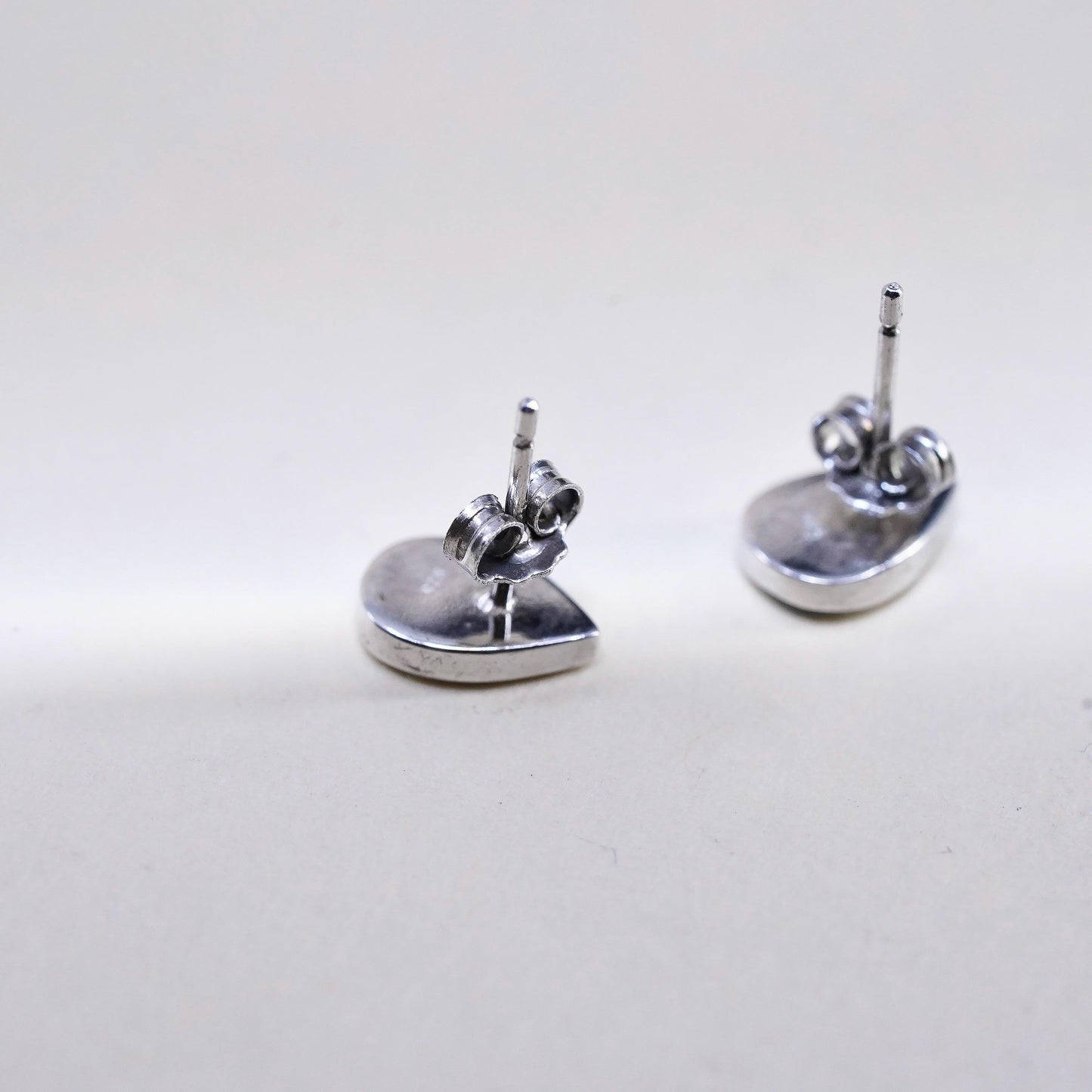 Vintage sterling silver handmade earrings, 925 teardrop studs with fire opal