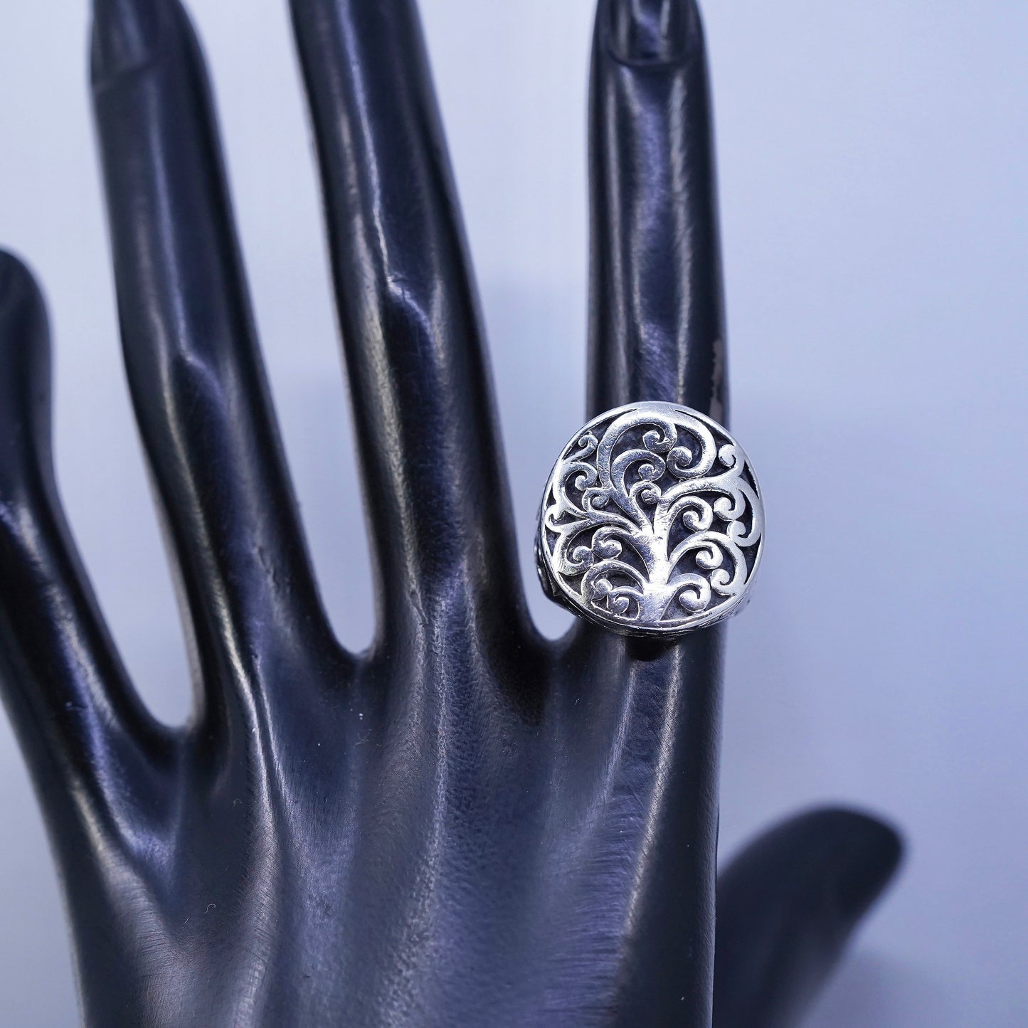 Size 6, vintage Sterling 925 silver handmade ring, modern swirly band