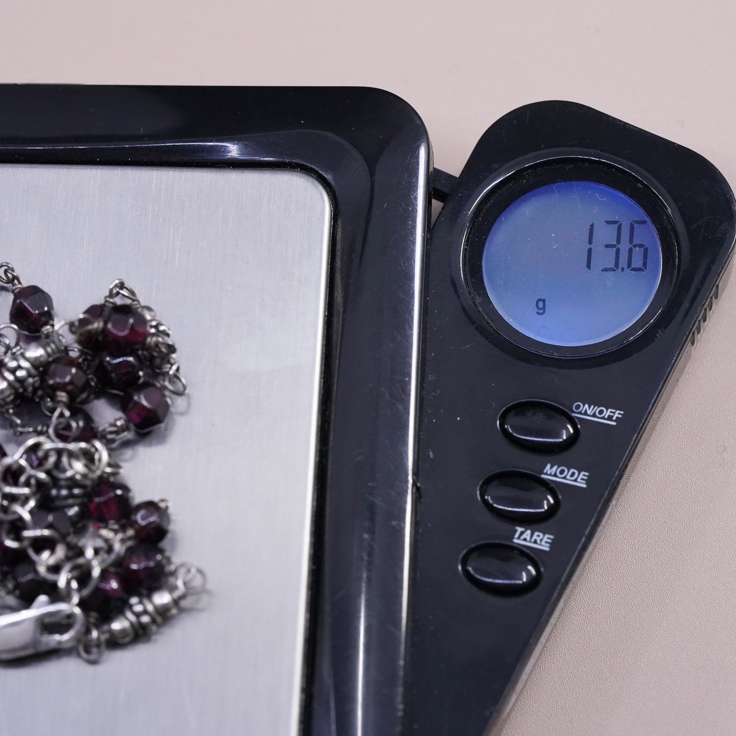 16+2”, SILPADA Retired Sterling Silver 925 Garnet Beads Chain Necklace N1053