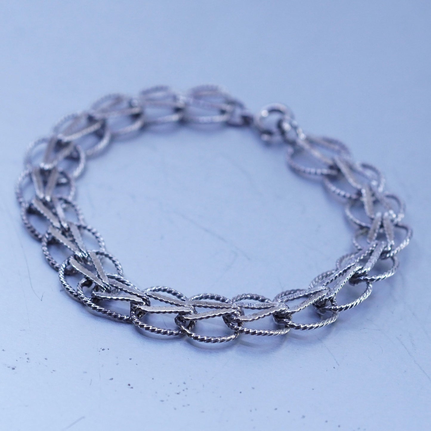 6.75”, Italy Sterling 925 silver handmade bracelet, modern bold circle chain