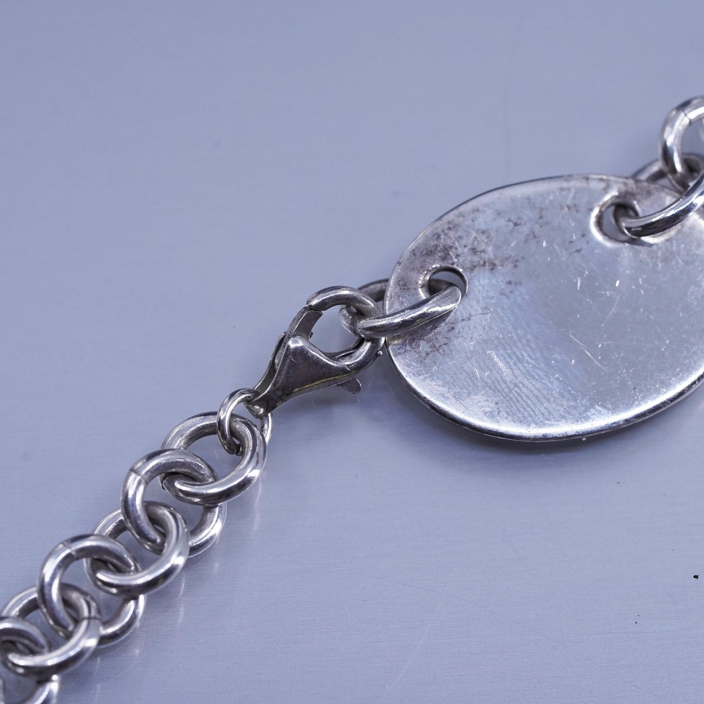 16”, vintage Sterling 925 silver handmade circle necklace with monogram BMA tag