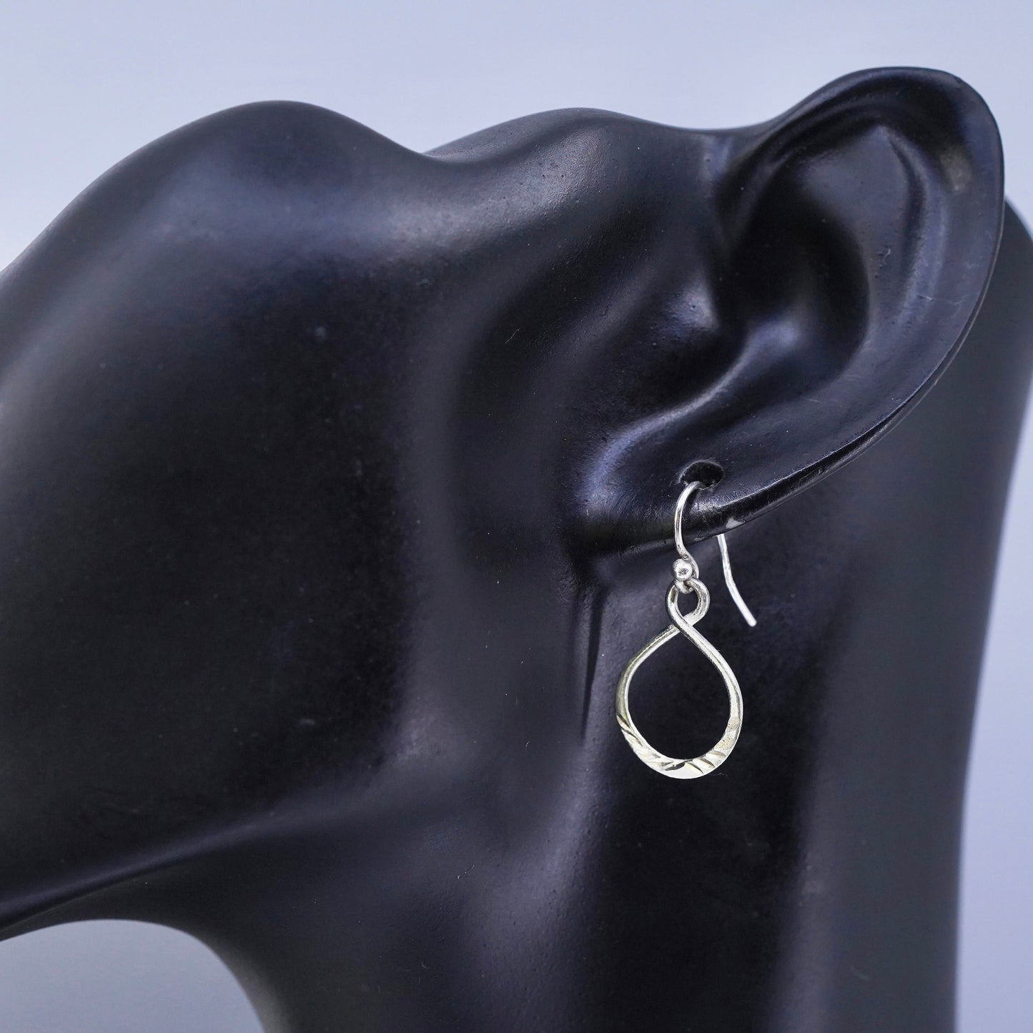 Vintage Sterling 925 silver textured teardrop earrings
