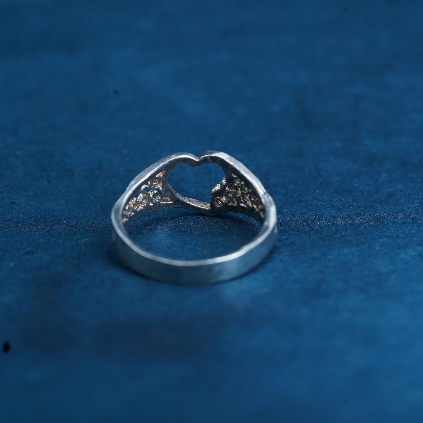 Size 6.5, vintage sterling silver handmade ring, 925 filigree heart band