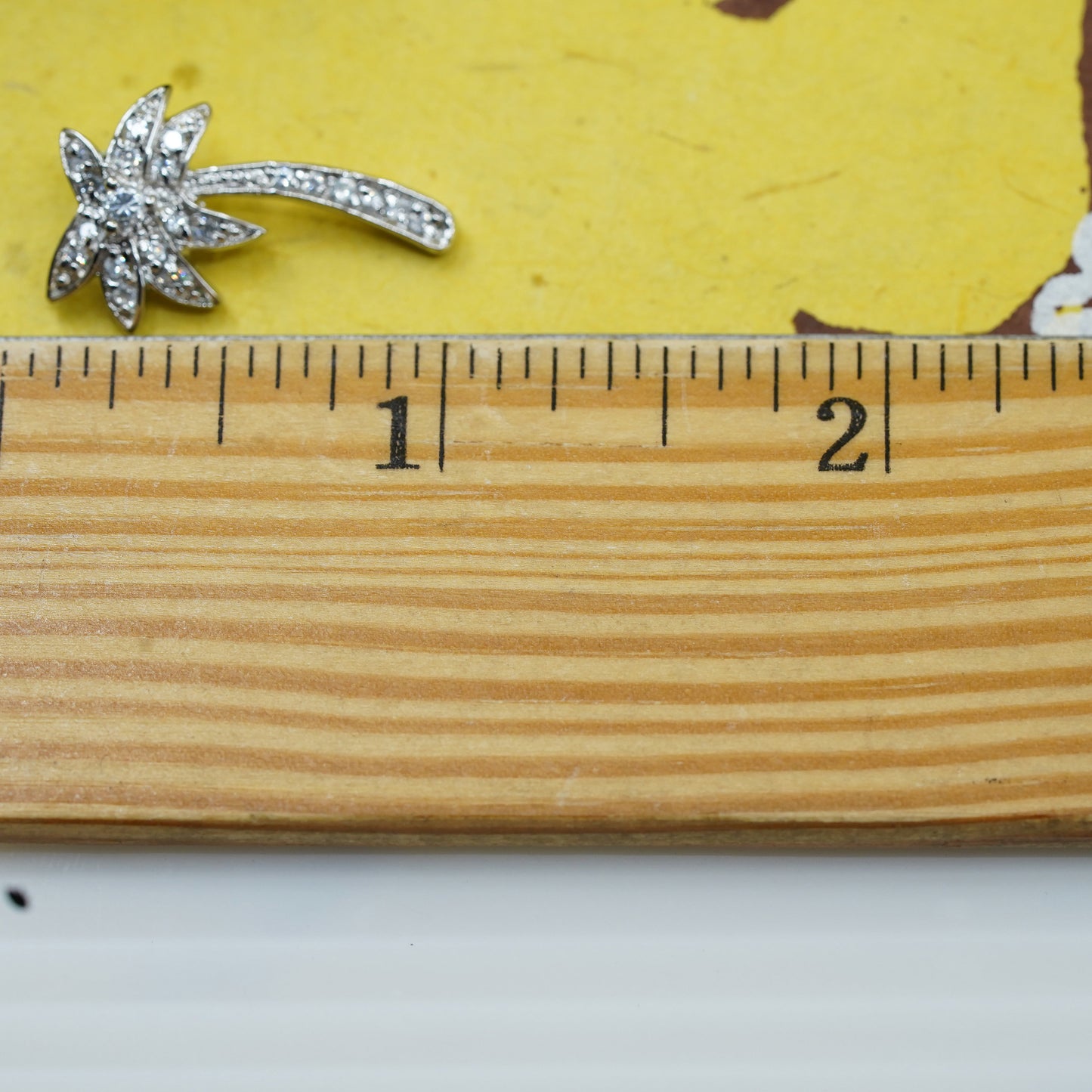 Vintage Sterling silver handmade pendant, 925 palm tree with cluster cz
