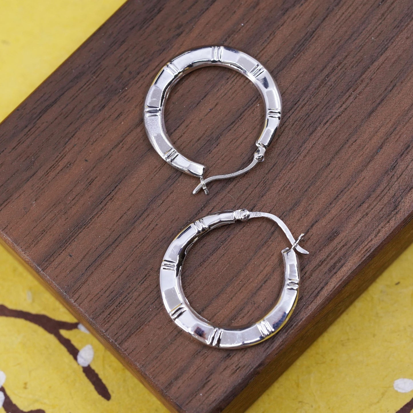 1”, Vintage Sterling silver handmade earrings, 925 silver hoops