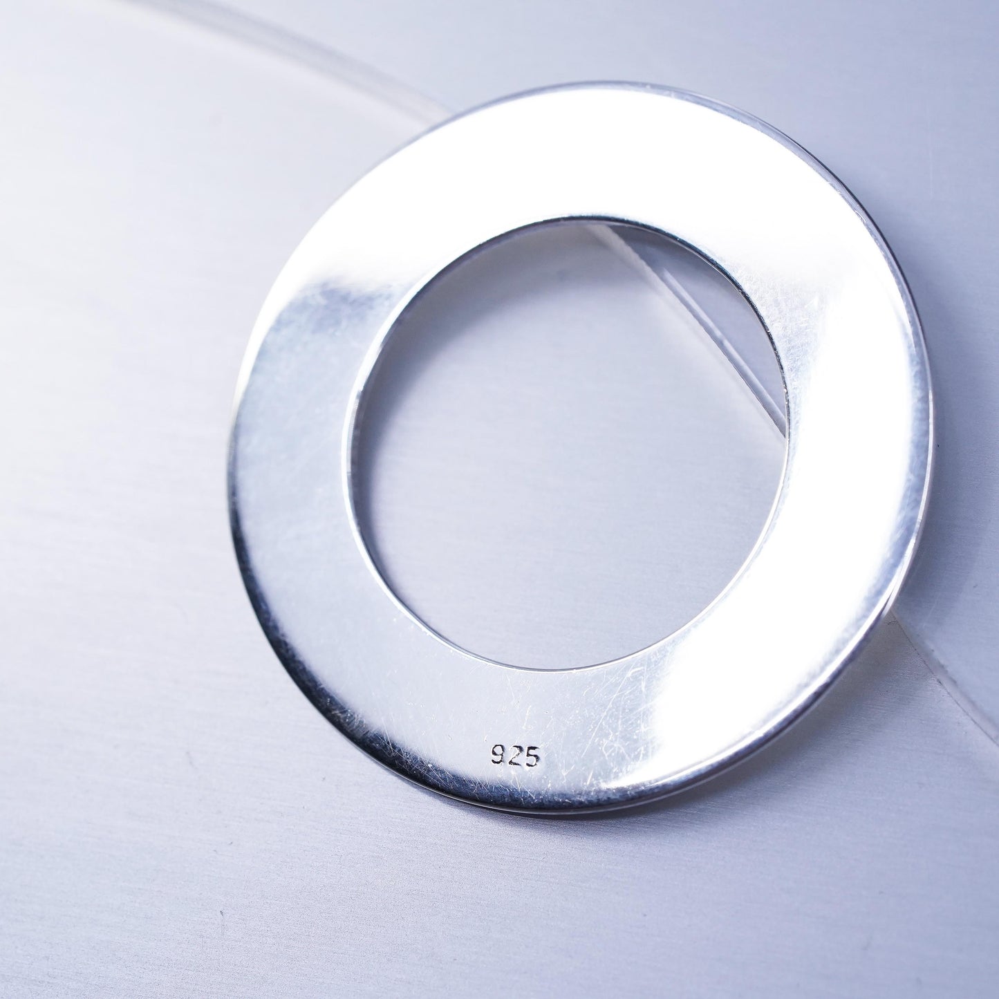 Vintage sterling 925 silver handmade modern circle pendant