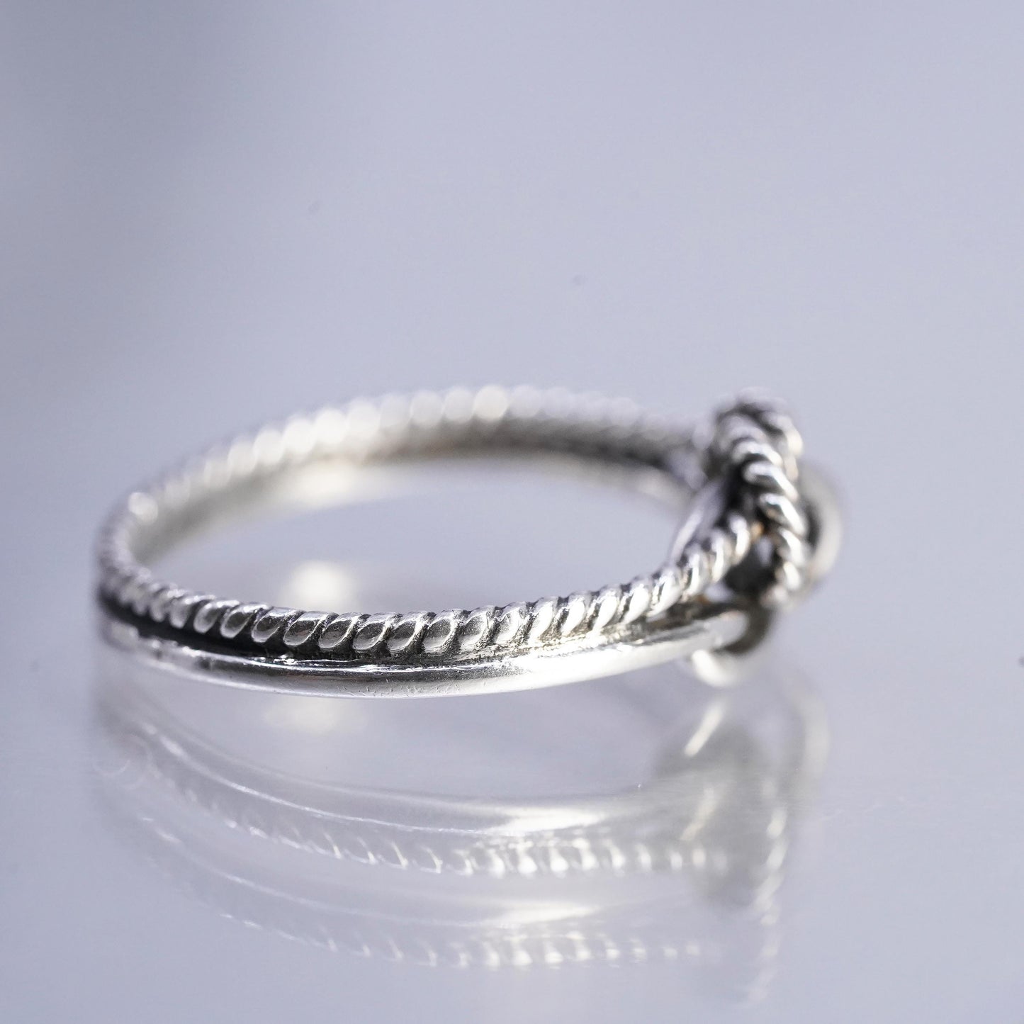 Size 7, vintage Sterling 925 silver handmade ring, textured knotted band