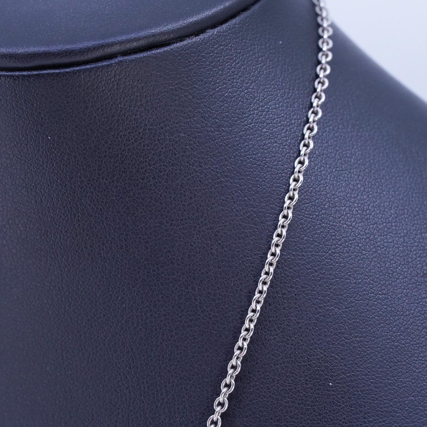 36" 2mm, vintage Sterling 925 silver extra long circle necklace with bead slide