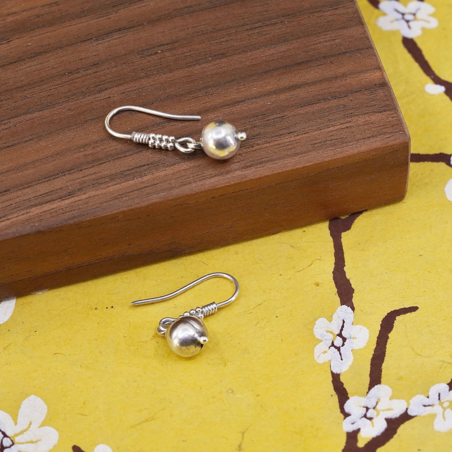Vintage Sterling silver handmade earrings, 925 beads drops
