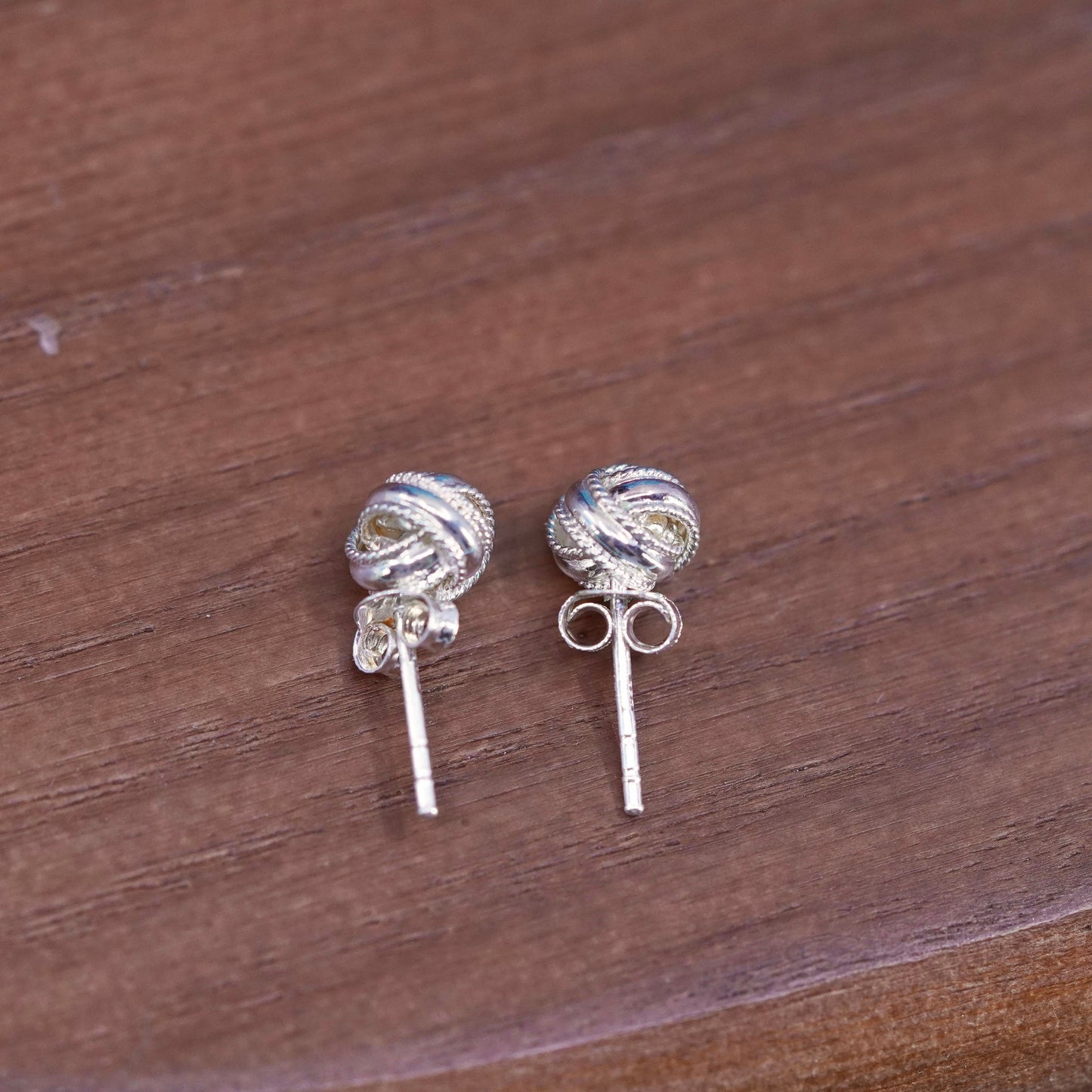 Vintage Sterling silver handmade earrings, 925 entwined studs