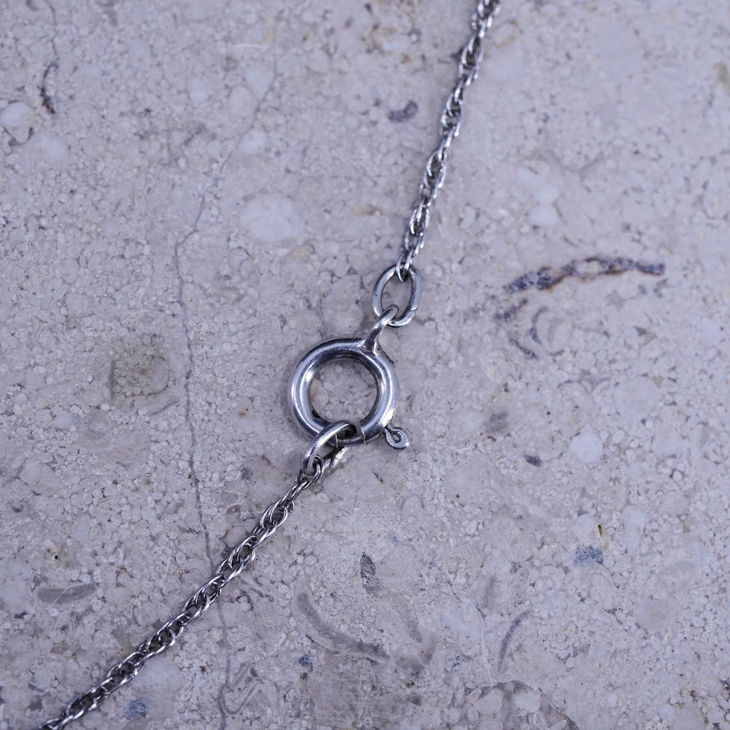 19", 1mm, vintage Sterling silver necklace, 925 Singapore rope chain