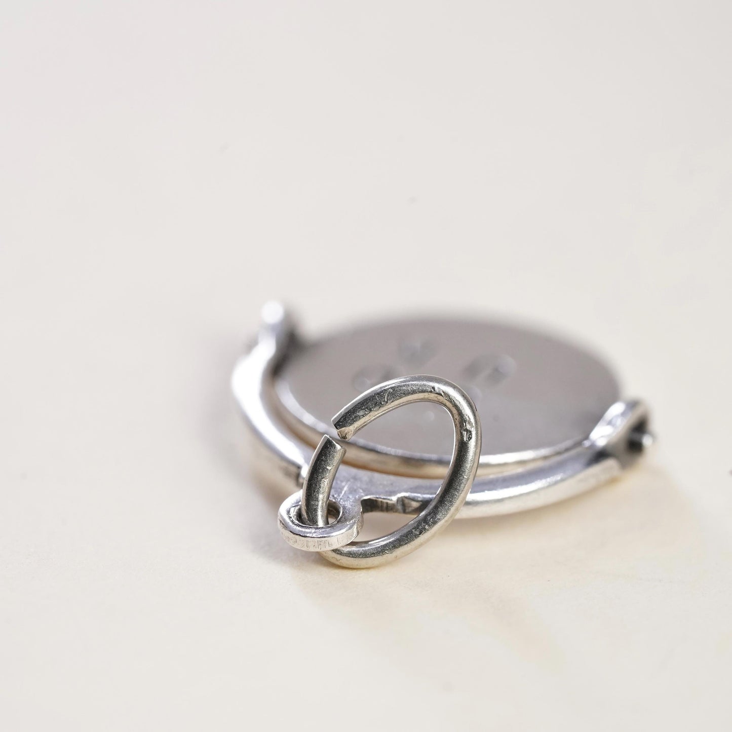 Vintage Sterling Silver Spinner Charm, 925 Rotating Good Luck Disc Pendant