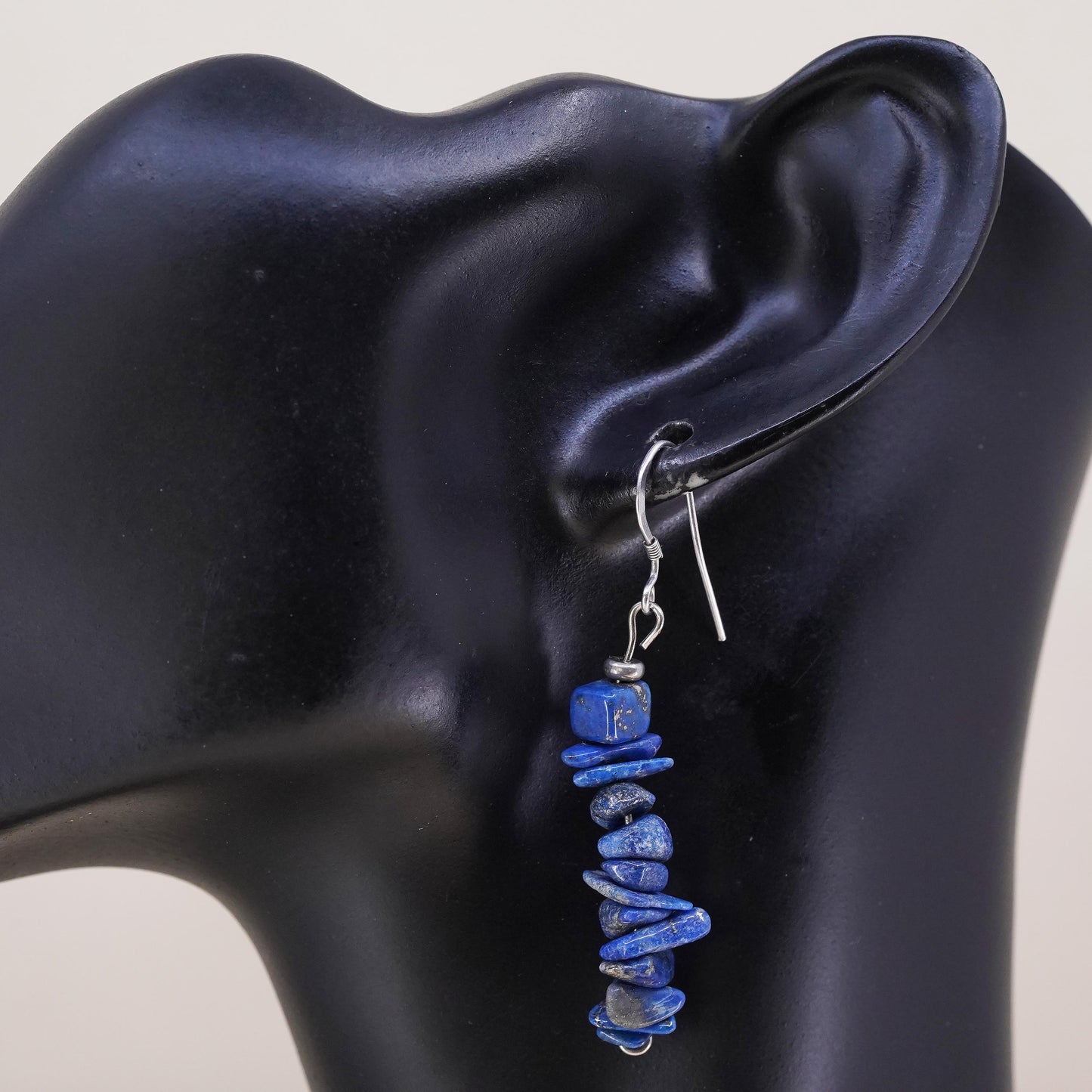 Southwestern sterling silver 925 handmade single earring W/ lapis lazuli beads