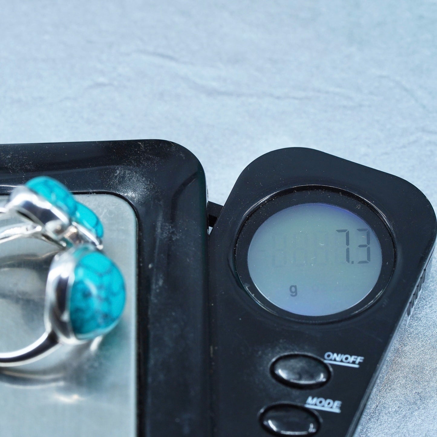 Size 7.75, Native American navajo Sterling 925 silver spoon ring with turquoise