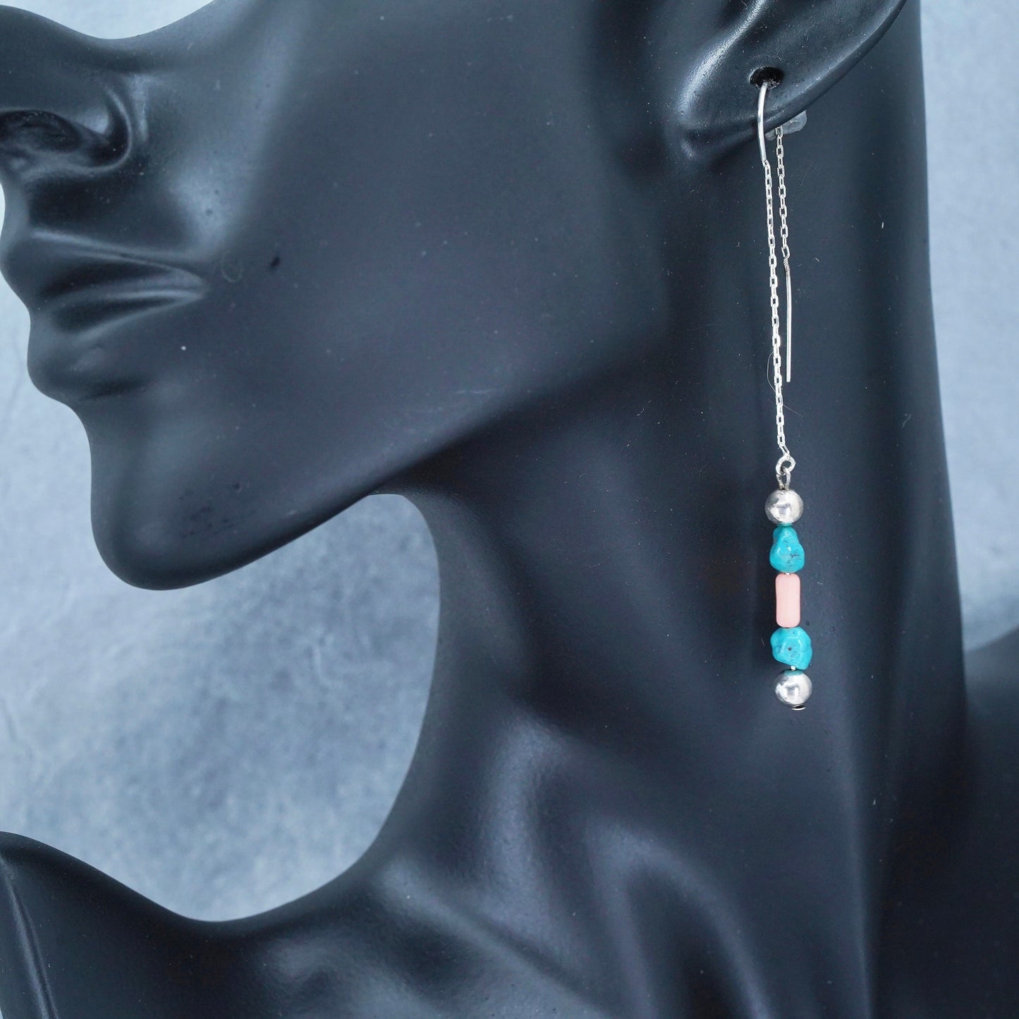 Vintage Native American Navajo sterling 925 silver handmade earrings turquoise