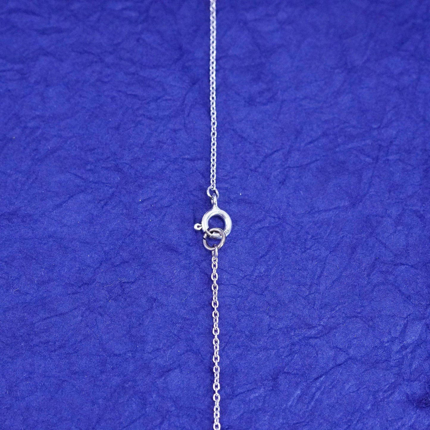 16”, vintage Sterling silver necklace, 925 circle chain w/ black pearl pendant