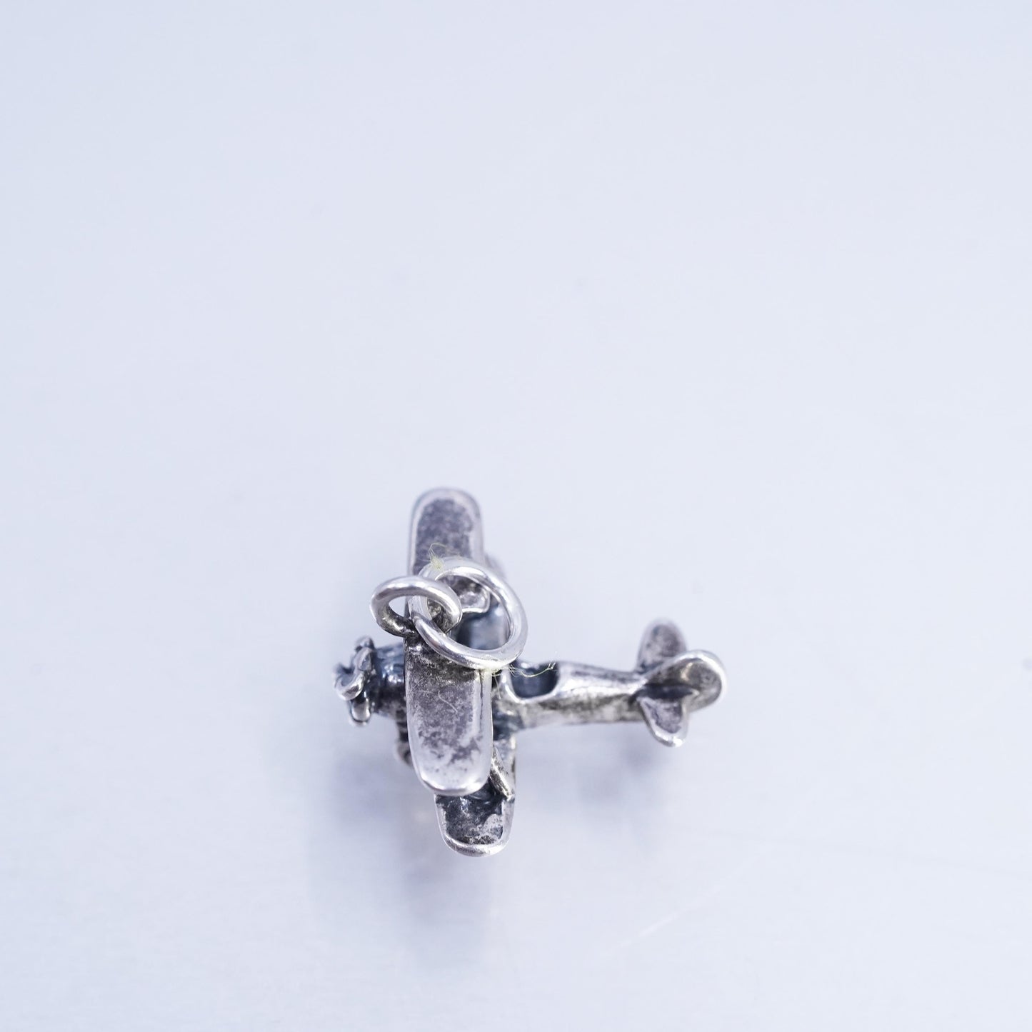 Sterling 925 Silver Airplane Charm Biplane Propeller Plane Pendant, Aviation