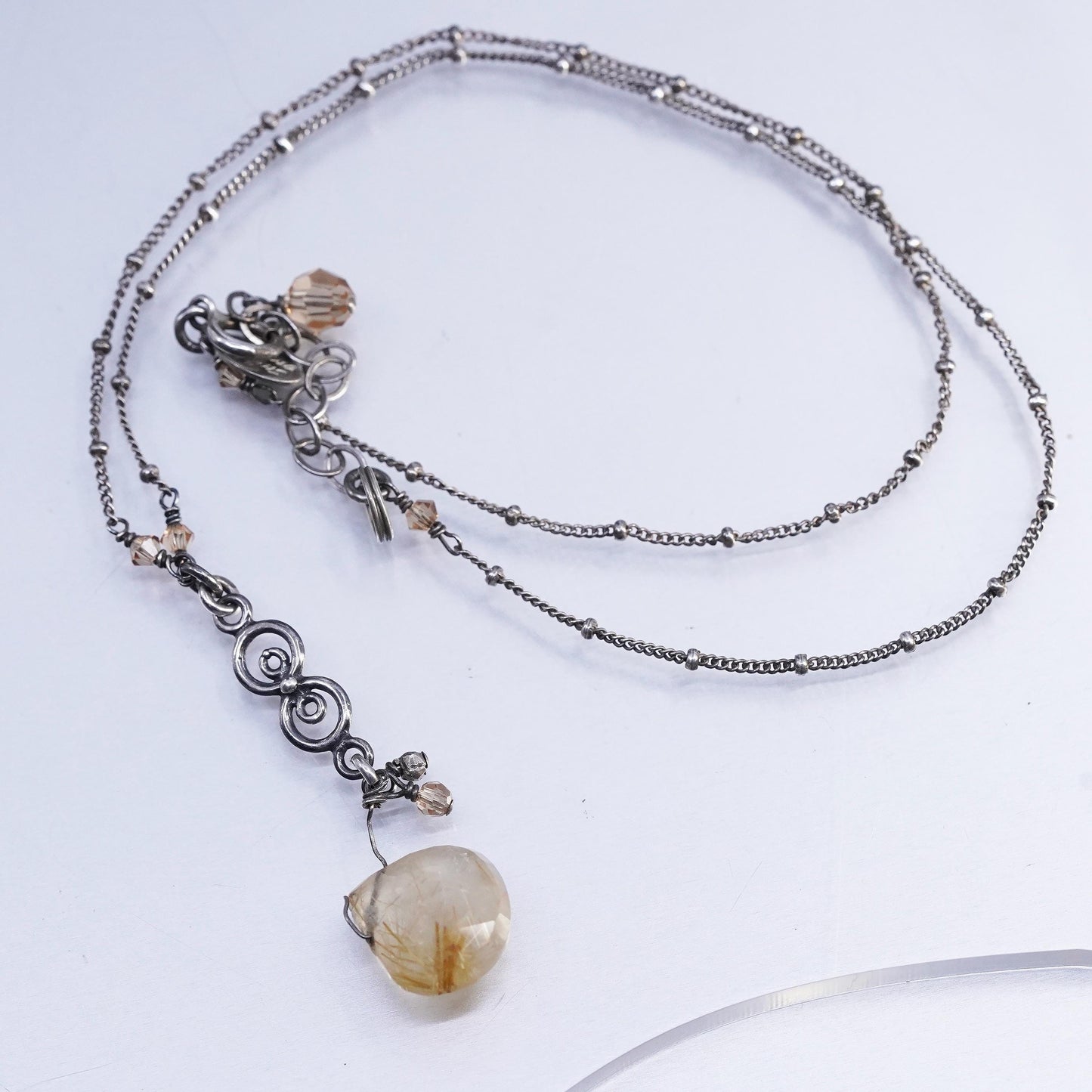 18+1", Athena Designs Sterling 925 silver necklace ritualized quartz pendant