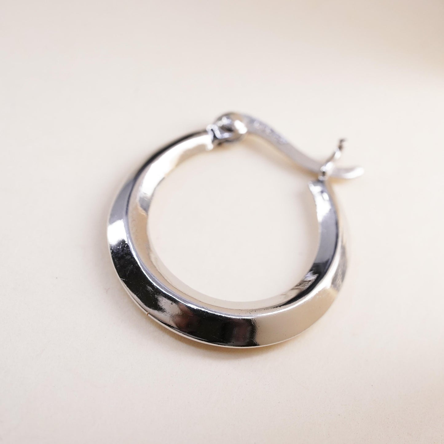 0.75", Vintage sterling silver loop single earring, minimalist primitive hoop