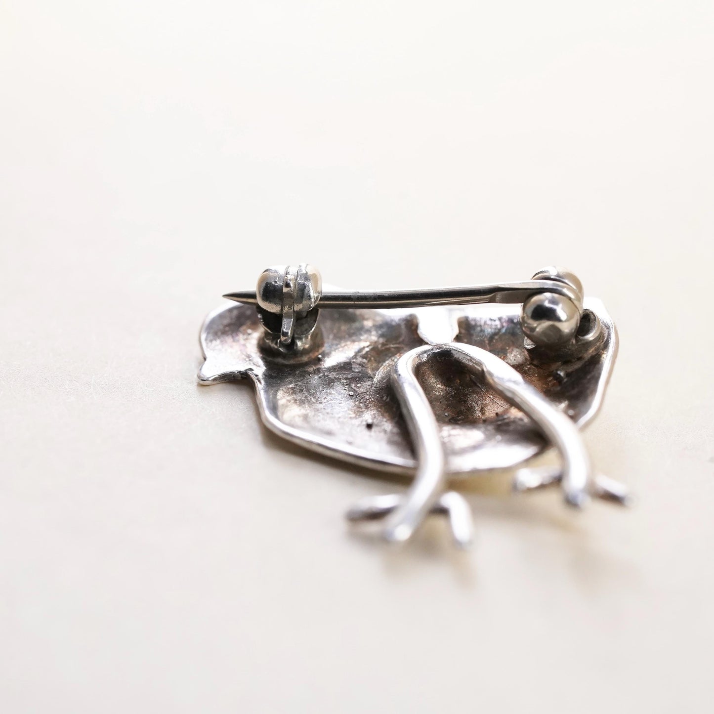 VTG southwestern sterling silver handmade brooch, 925 chick baby chicken pin