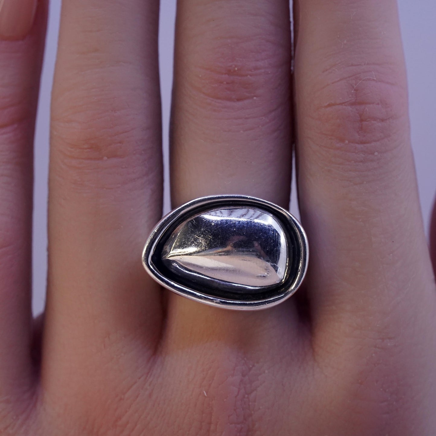 Size 7.5, Vintage Silpada Modernist Sterling 925 Silver Band Ring Retired
