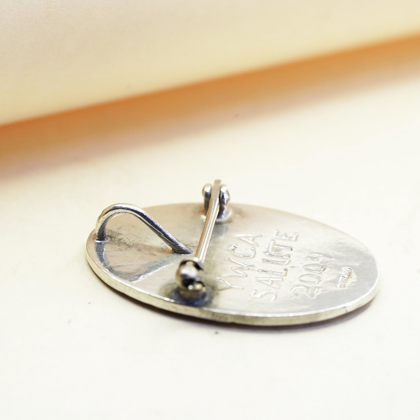 Vintage YWCA Salute Sterling 925 Silver handmade woman Pin, Brooch pendant